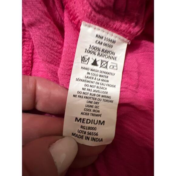 Elan Oversized 3/4 Sleeves Drawstring Tie Side Blouson Mini Dress Pink Size M - Picture 9 of 9